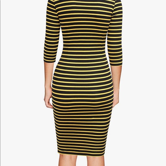 REPHYLLIS Women 3/4 Sleeve Striped Wear to Work Business Cocktail Pencil Dress - Picture 2 of 2